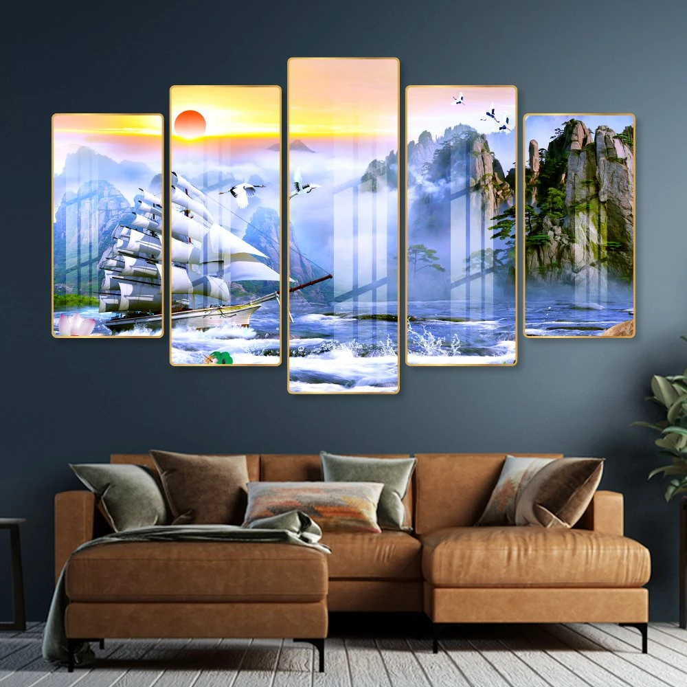 Tranh Treo Tường Thuyền Buồm Và Sông Núi Nước Non