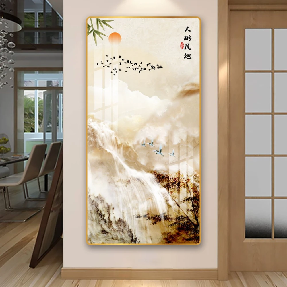 Tranh treo tường thủy mặc tùng hạc diên niên