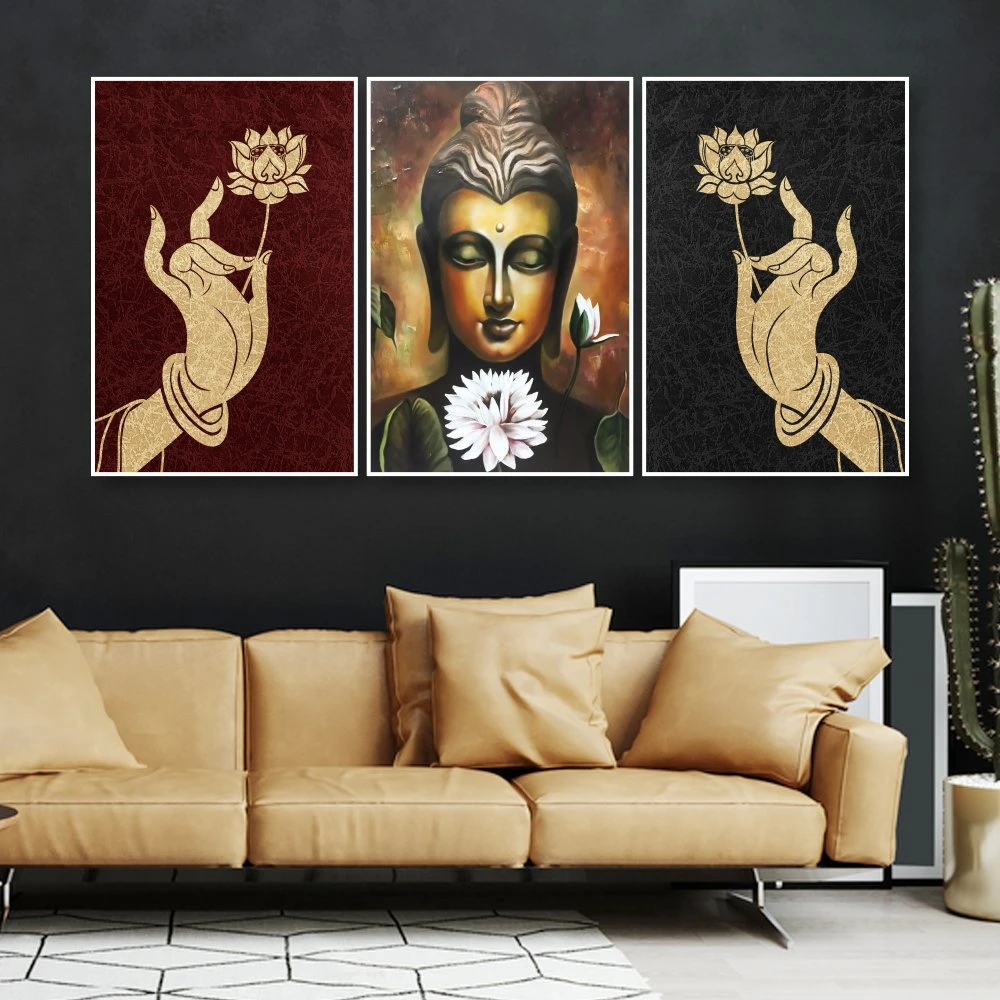 Tranh treo tường phật giáo và hoa sen