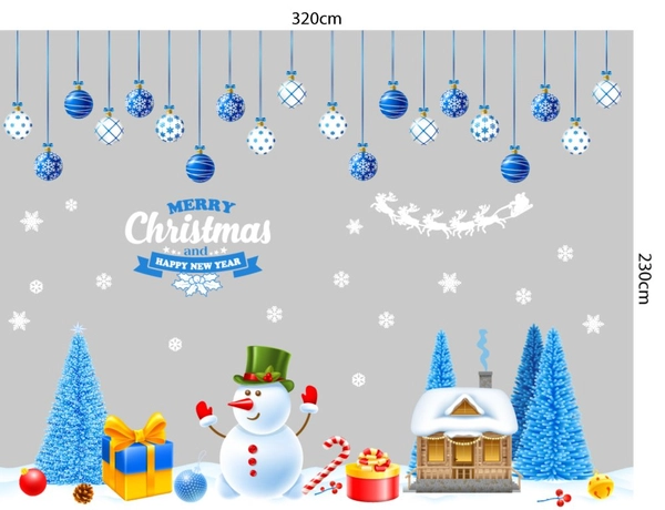 Combo decal trang trí noel Merry Christmas Và Cây Thông Xanh