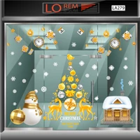 Combo decal trang trí noel Cây Thông Và Tuần Lộc Vàng