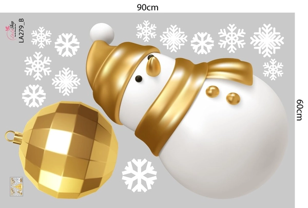 Combo decal trang trí noel Cây Thông Và Tuần Lộc Vàng