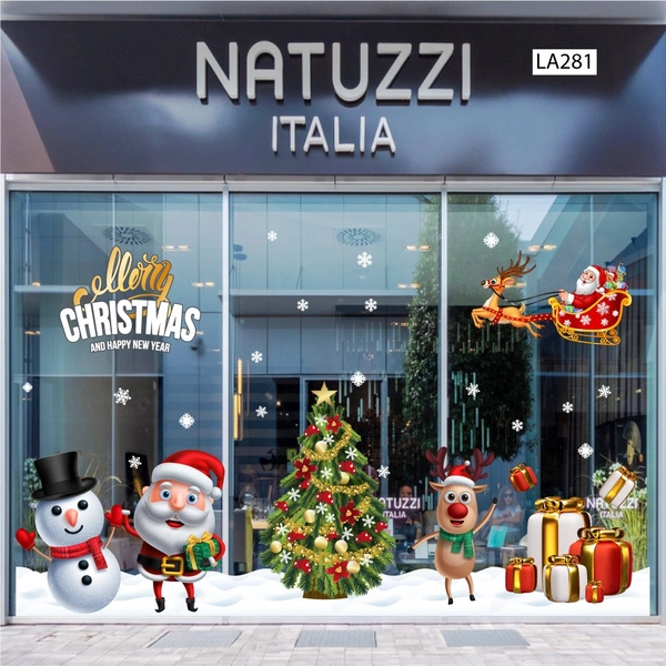 Combo decal trang trí noel Ông Già Noel Và Những Người Bạn