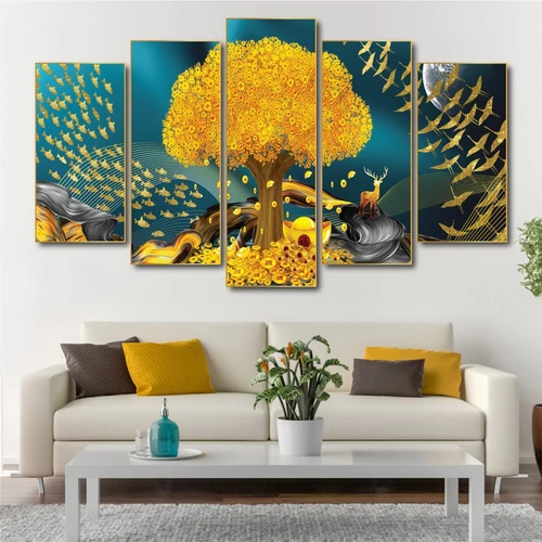 Tranh treo tường cây đồng tiền vàng 5