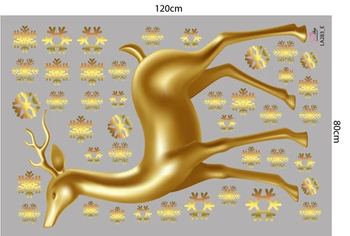 Combo decal trang trí noel merry christmas và tuần lộc vàng 2023