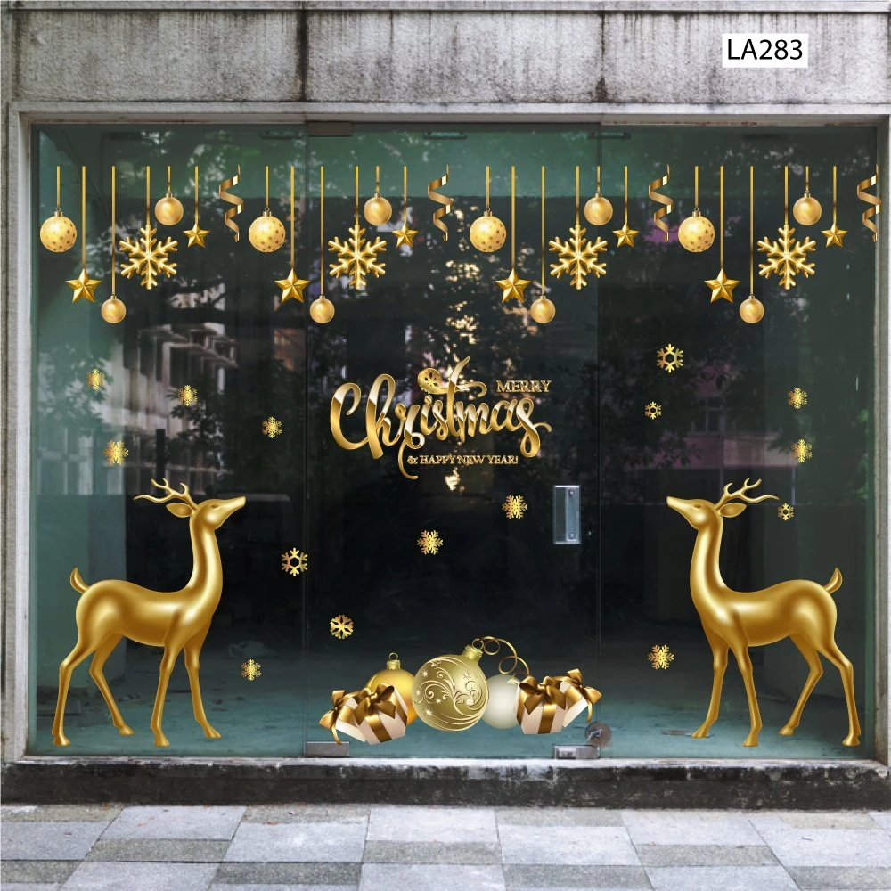 Combo decal trang trí noel merry christmas và tuần lộc vàng 2023