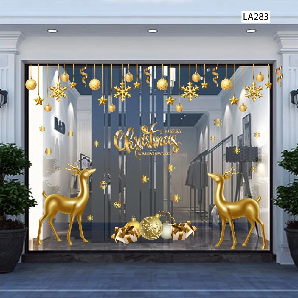 Combo decal trang trí noel merry christmas và tuần lộc vàng 2023