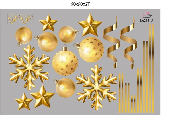 Combo decal trang trí noel merry christmas và tuần lộc vàng