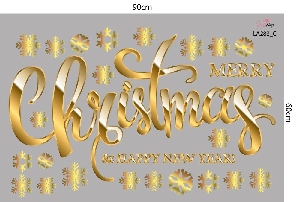 Combo decal trang trí noel merry christmas và tuần lộc vàng 2023