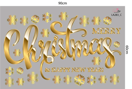 Combo decal trang trí noel merry christmas và tuần lộc vàng 2023
