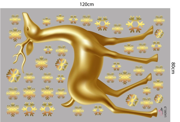 Combo decal trang trí noel merry christmas và tuần lộc vàng
