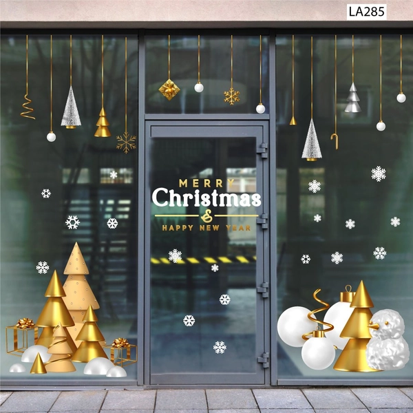 Combo Decal Trang Trí Noel Cây Thông Noel Vàng Và Những Hộp Quà Mẫu 1