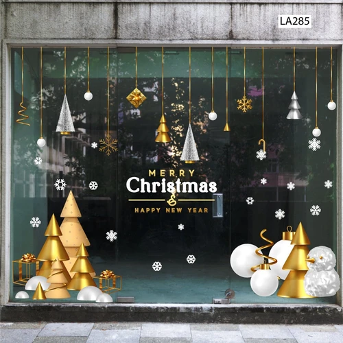 Combo Decal Trang Trí Noel Cây Thông Noel Vàng Và Những Hộp Quà 2023