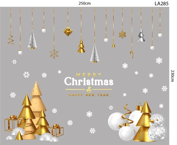Combo Decal Trang Trí Noel Cây Thông Noel Vàng Và Những Hộp Quà Mẫu 1