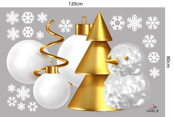 Combo Decal Trang Trí Noel Cây Thông Noel Vàng Và Những Hộp Quà Mẫu 1