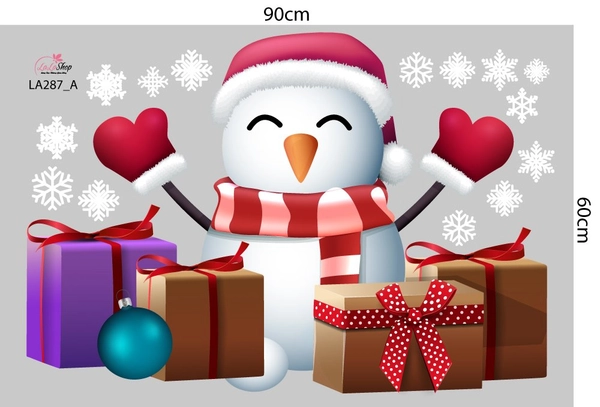 Combo Decal Trang Trí Noel Người Tuyết Vui Vẻ Và Những Hộp Quà