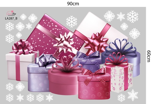 Combo Decal Trang Trí Noel Người Tuyết Vui Vẻ Và Những Hộp Quà