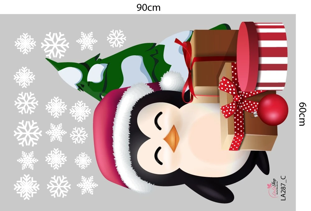 Combo Decal Trang Trí Noel Người Tuyết Vui Vẻ Và Những Hộp Quà 2023