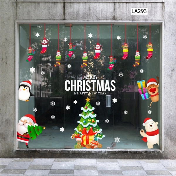 Combo Decal Trang Trí Noel Ông Già Noel Và Những Người Bạn Vui Vẻ