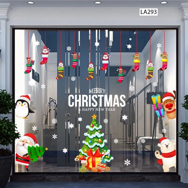 Combo Decal Trang Trí Noel Ông Già Noel Và Những Người Bạn Vui Vẻ