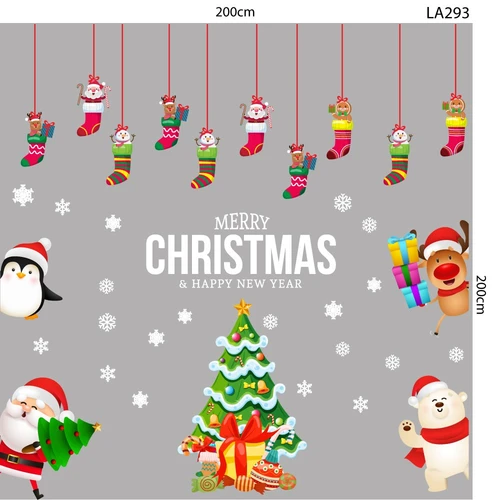 Combo Decal Trang Trí Noel Ông Già Noel Và Những Người Bạn Vui Vẻ 2023