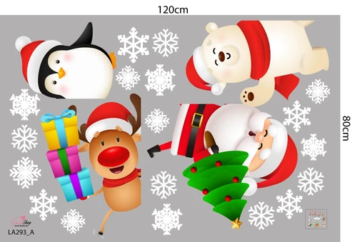 Combo Decal Trang Trí Noel Ông Già Noel Và Những Người Bạn Vui Vẻ 2023