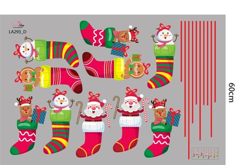 Combo Decal Trang Trí Noel Ông Già Noel Và Những Người Bạn Vui Vẻ 2023