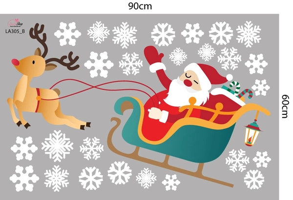 Combo Decal Trang Trí Noel Ông Già Noel Và Tuần Lộc