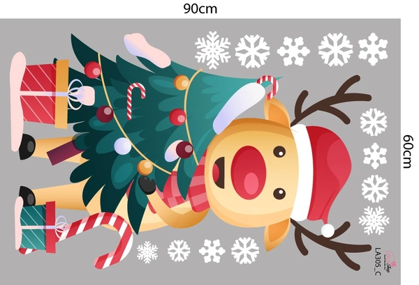 Combo Decal Trang Trí Noel Ông Già Noel Và Tuần Lộc