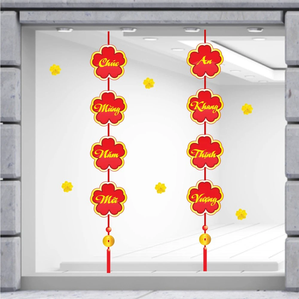 Decal Trang Trí Tết Quý Mão Chúc Mừng Năm Mới - An Khang Thịnh Vượng