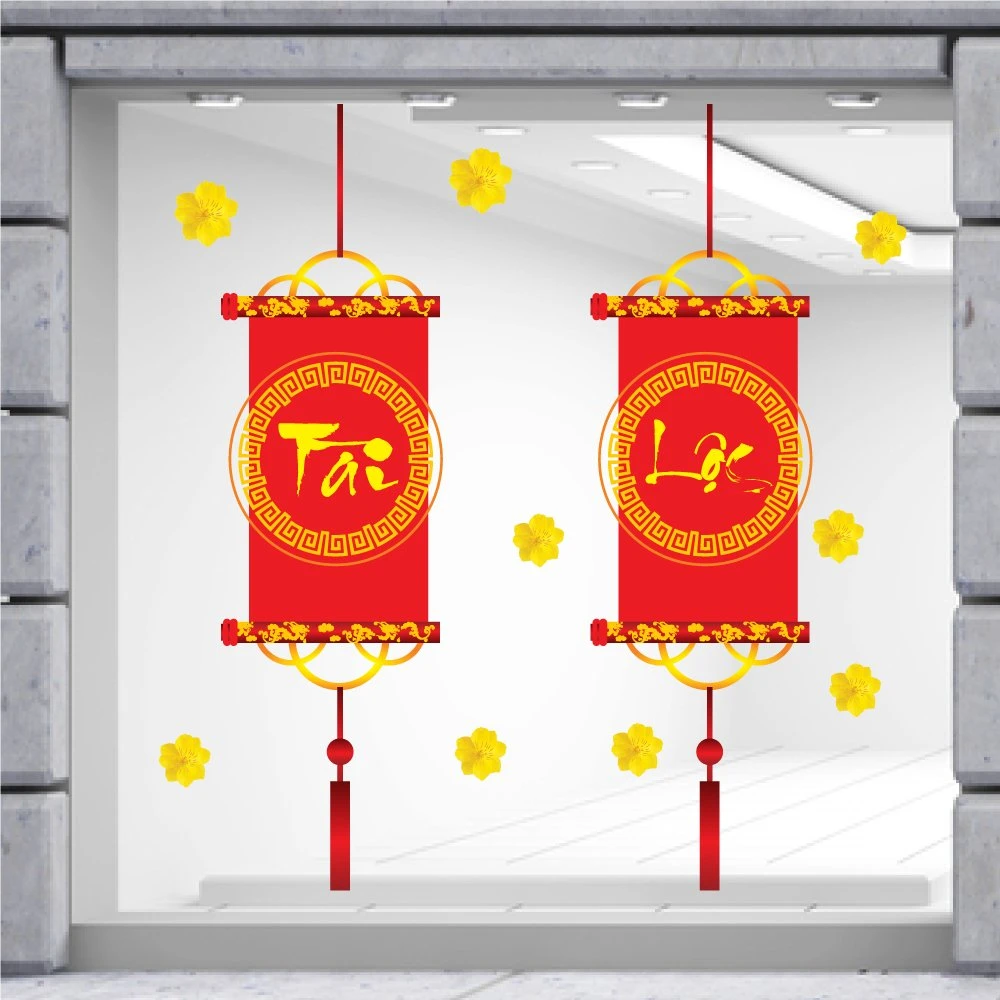 Decal Trang Trí Tết Quý Mão Câu Đối Tài Lộc