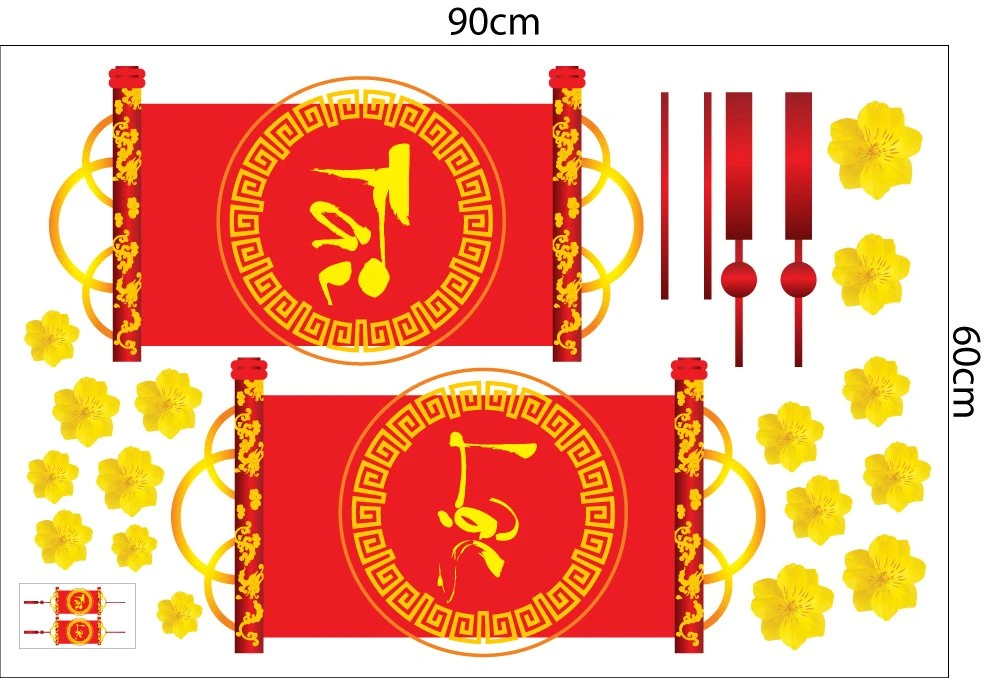 Decal Trang Trí Tết Quý Mão Câu Đối Tài Lộc