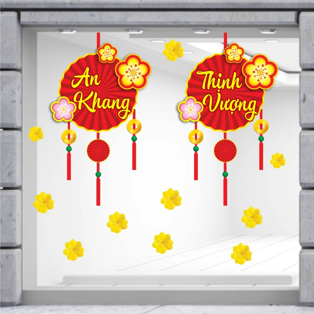 Decal Trang Trí Tết Quý Mão An Khang Thịnh Vượng