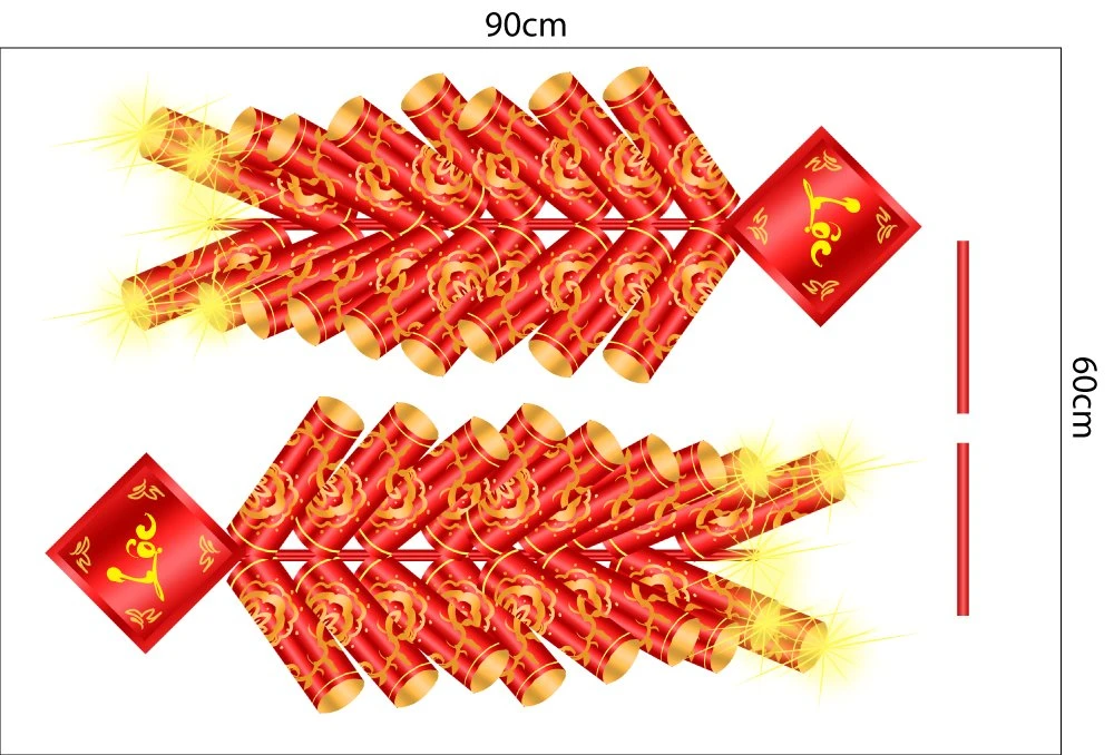 Decal Trang Trí Tết Quý Mão Pháo Đỏ May Mắn