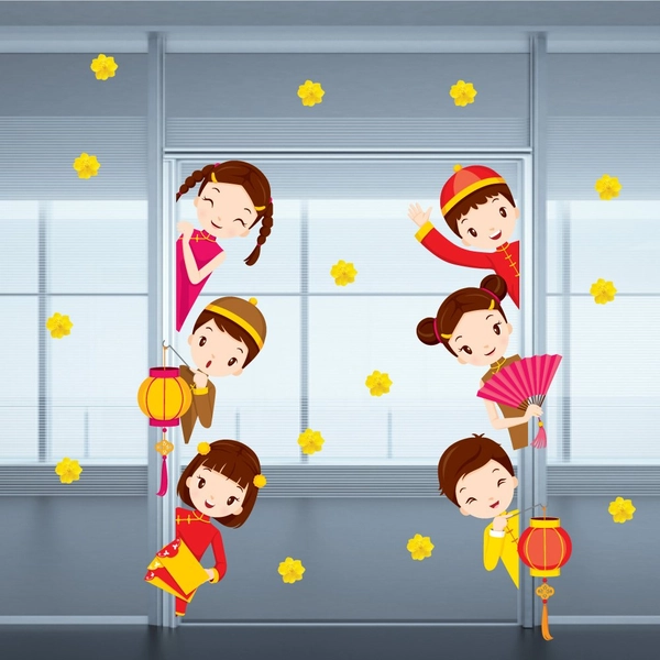 Decal Trang Trí Tết Quý Mão Thiếu Nhi Chúc Tết