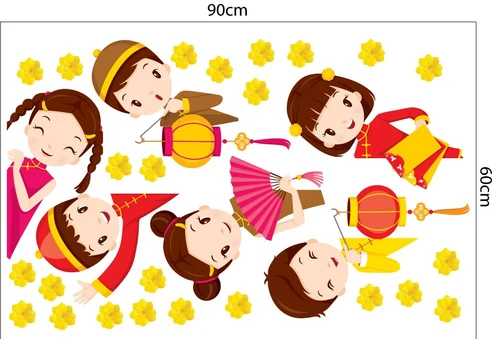 Decal Trang Trí Tết Quý Mão Thiếu Nhi Chúc Tết