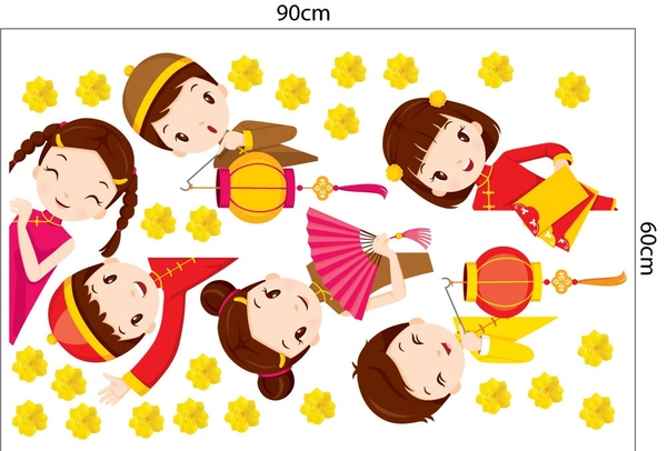 Decal Trang Trí Tết Quý Mão Thiếu Nhi Chúc Tết