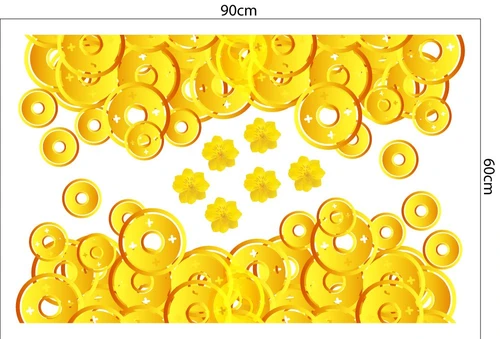 Decal Trang Trí Tết Quý Mão Chân Tường Tiền Vàng