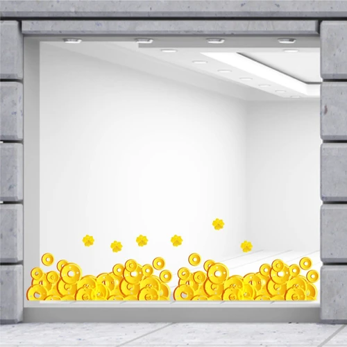 Decal Trang Trí Tết Quý Mão Chân Tường Tiền Vàng