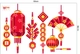 Decal Trang Trí Tết Quý Mão Lồng Đèn Đỏ Và Quạt Như Ý