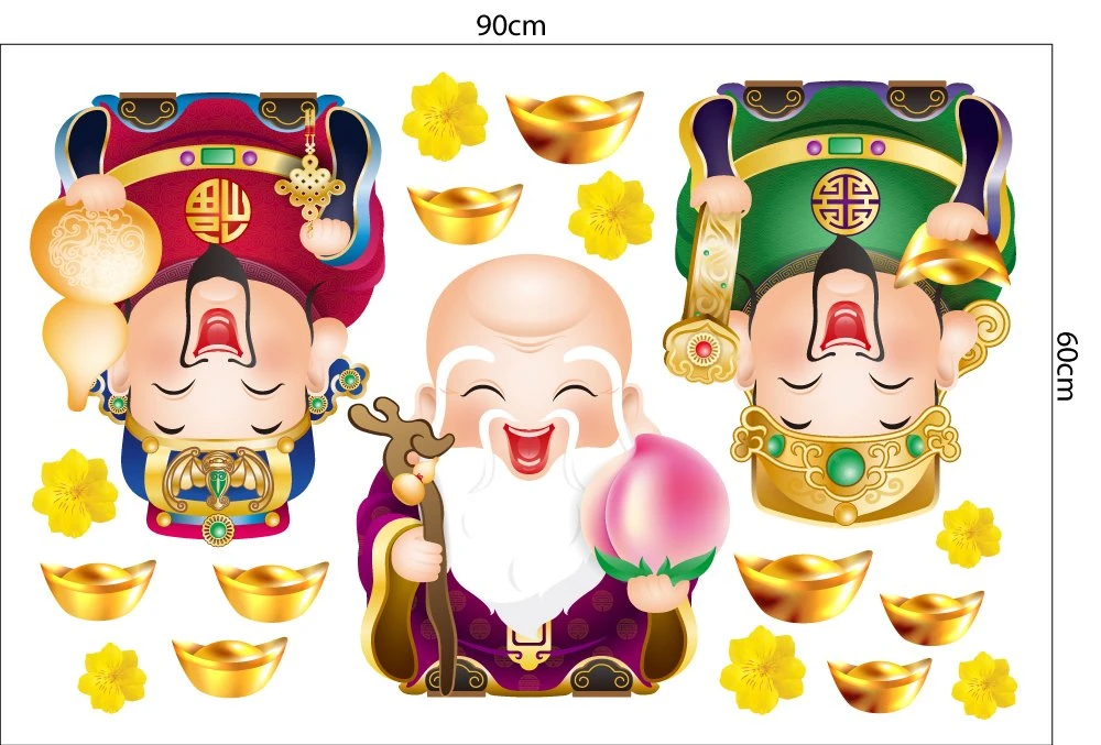 Decal Trang Trí Tết 3 Ông Phúc Lộc Thọ Mẫu 2