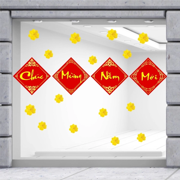 Decal Trang Trí Tết Liễn Chúc Mừng Năm Mới