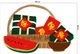 Decal Trang Trí Tết Quý Mão Bánh Chưng Xanh Bên Dưa Hấu Đỏ Mẫu 2