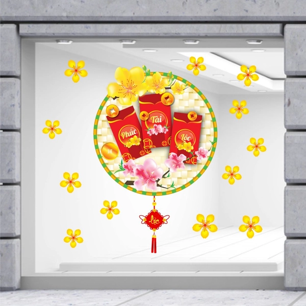 Decal Trang Trí Tết Mẹt Lì Xì Tết Phúc Tài Lộc
