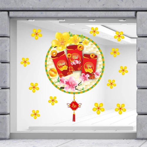 Decal Trang Trí Tết Mẹt Lì Xì Tết Phúc Tài Lộc