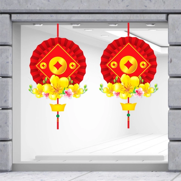 Decal Trang Trí Tết Lộc Treo Đồng Tiền Vàng May Mắn