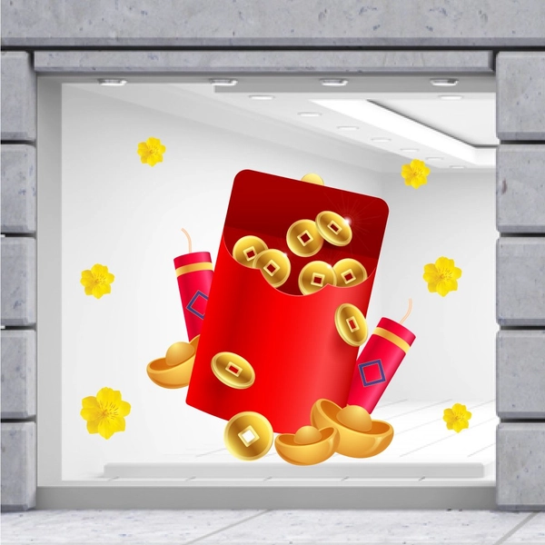 Decal Trang Trí Tết Quý Mão Lì Xì May Mắn