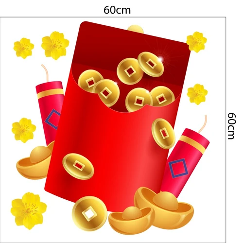 Decal Trang Trí Tết Quý Mão Lì Xì May Mắn