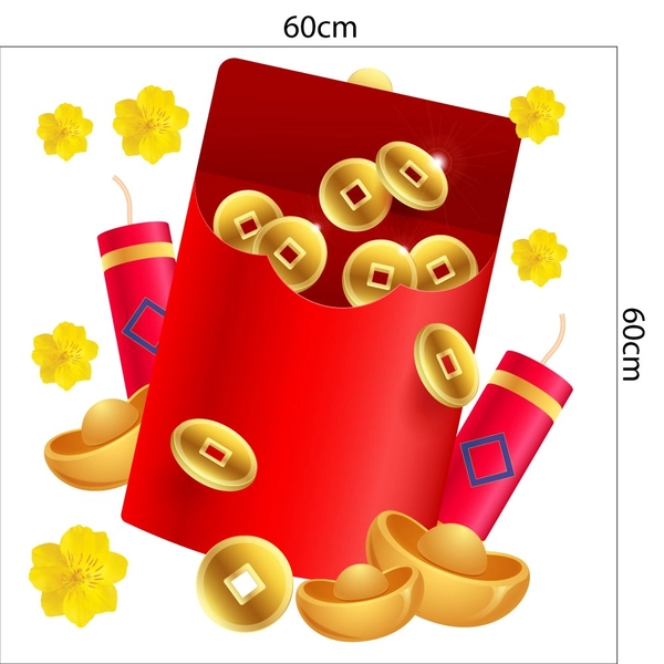 Decal Trang Trí Tết Quý Mão Lì Xì May Mắn