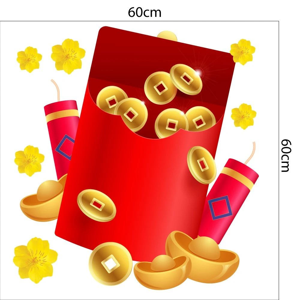 Decal Trang Trí Tết Quý Mão Lì Xì May Mắn